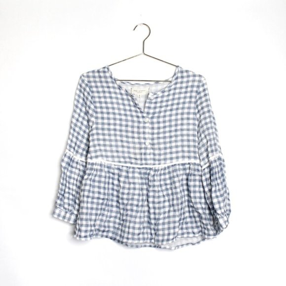Max Studio Gingham Empire Waist Babydoll Top - Picture 2 of 6